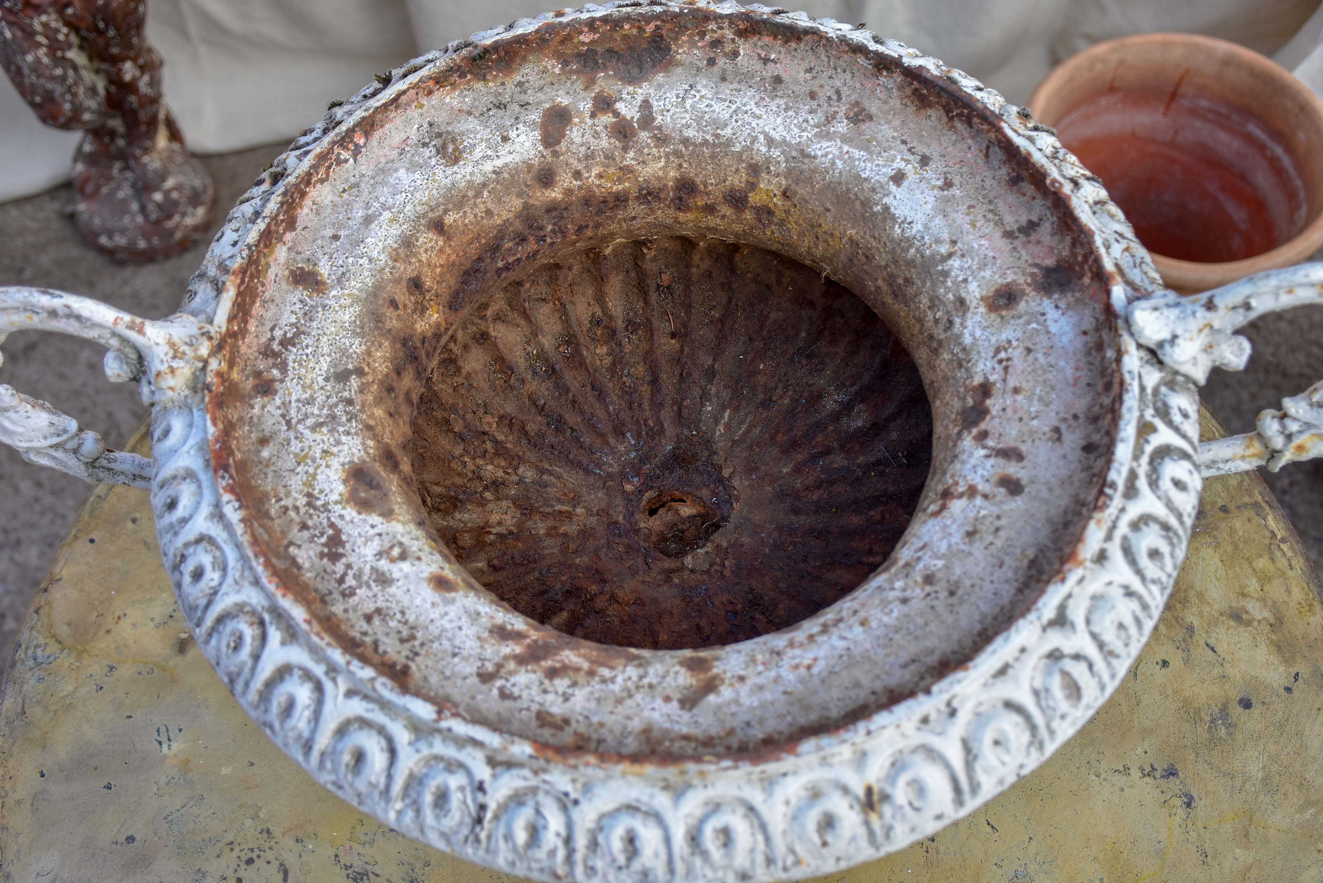 19th Century French cast iron Medici planter with handles