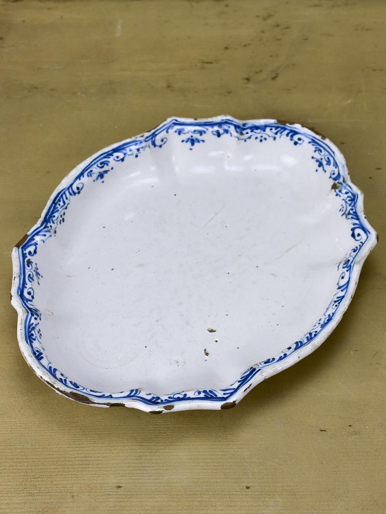 18th Century Moustiers platter - blue and white