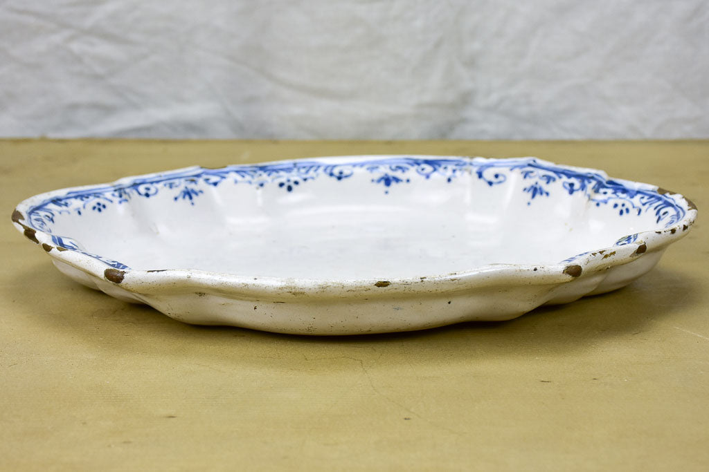 18th Century Moustiers platter - blue and white