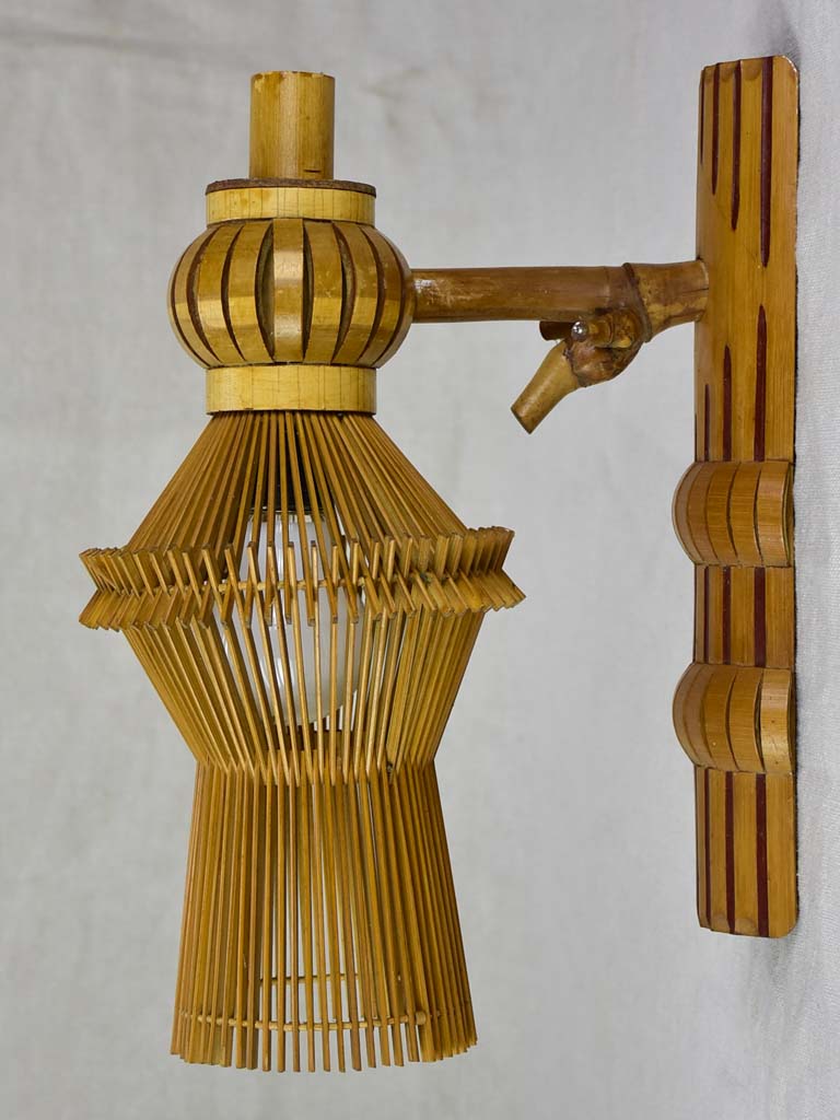 Mid century wall sconce made from fine bamboo