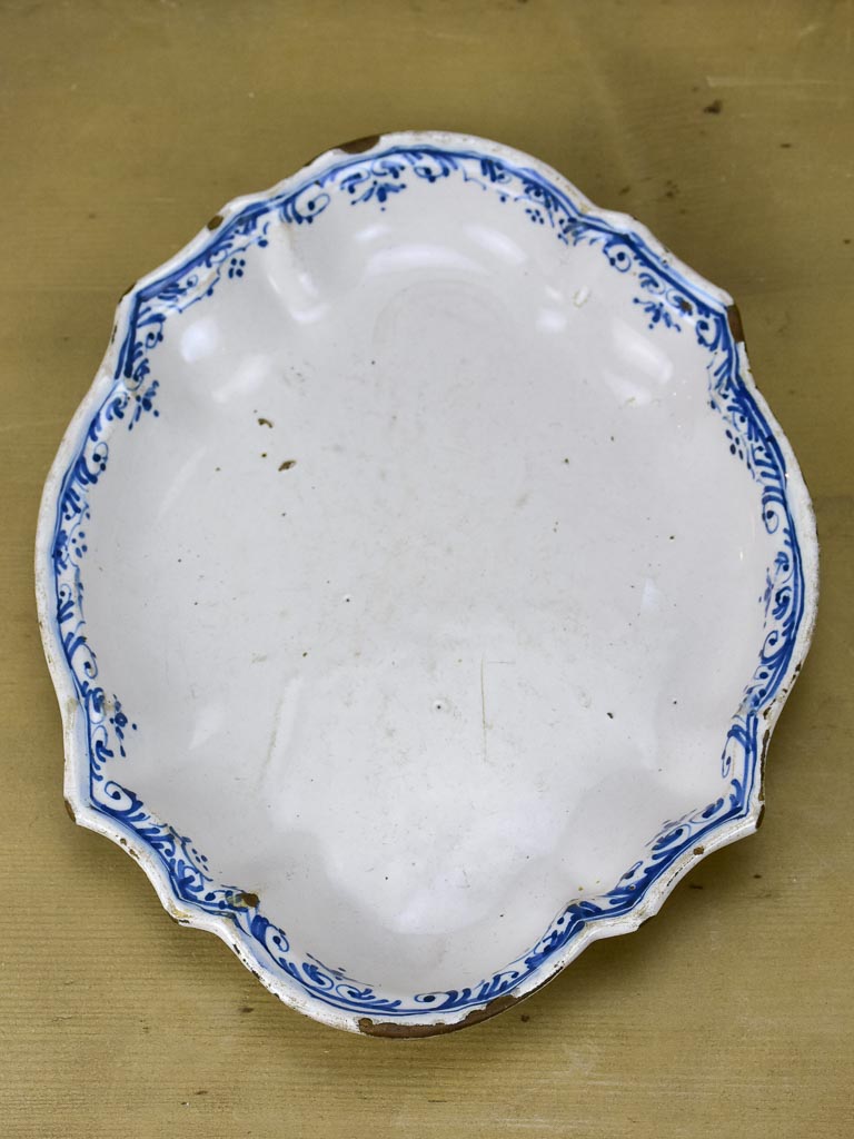 18th Century Moustiers platter - blue and white