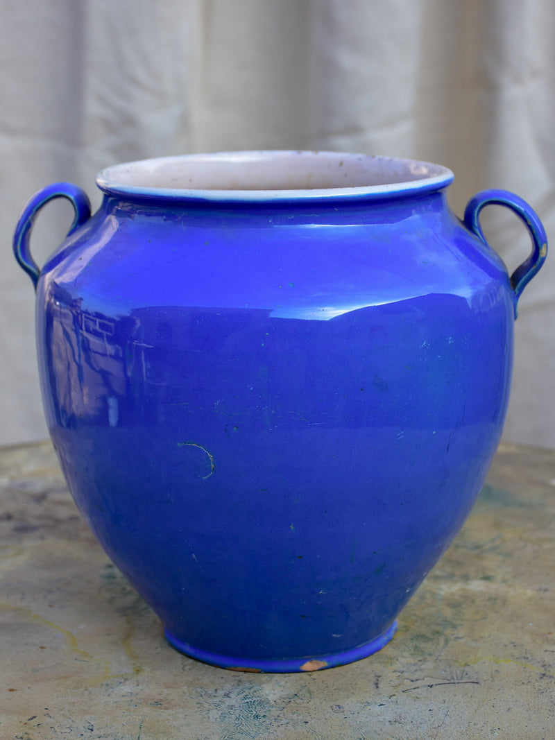 Antique French blue Martres Tolosane confit pot