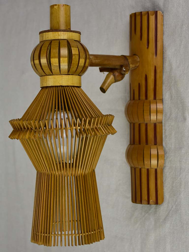 Mid century wall sconce made from fine bamboo