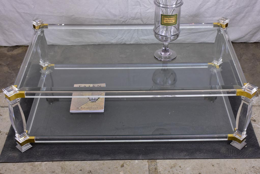 Large 1970's glass coffee table with balustrade style legs 32¾" x 52¼"