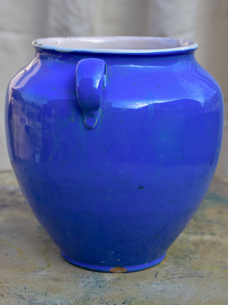 Antique French blue Martres Tolosane confit pot