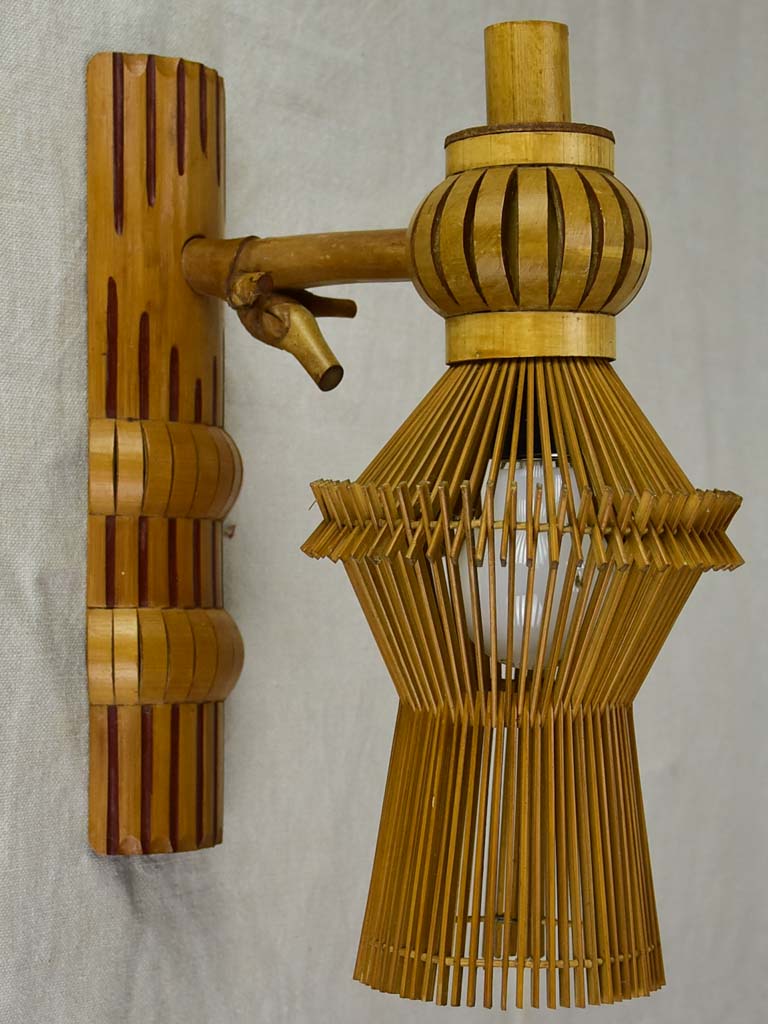 Mid century wall sconce made from fine bamboo