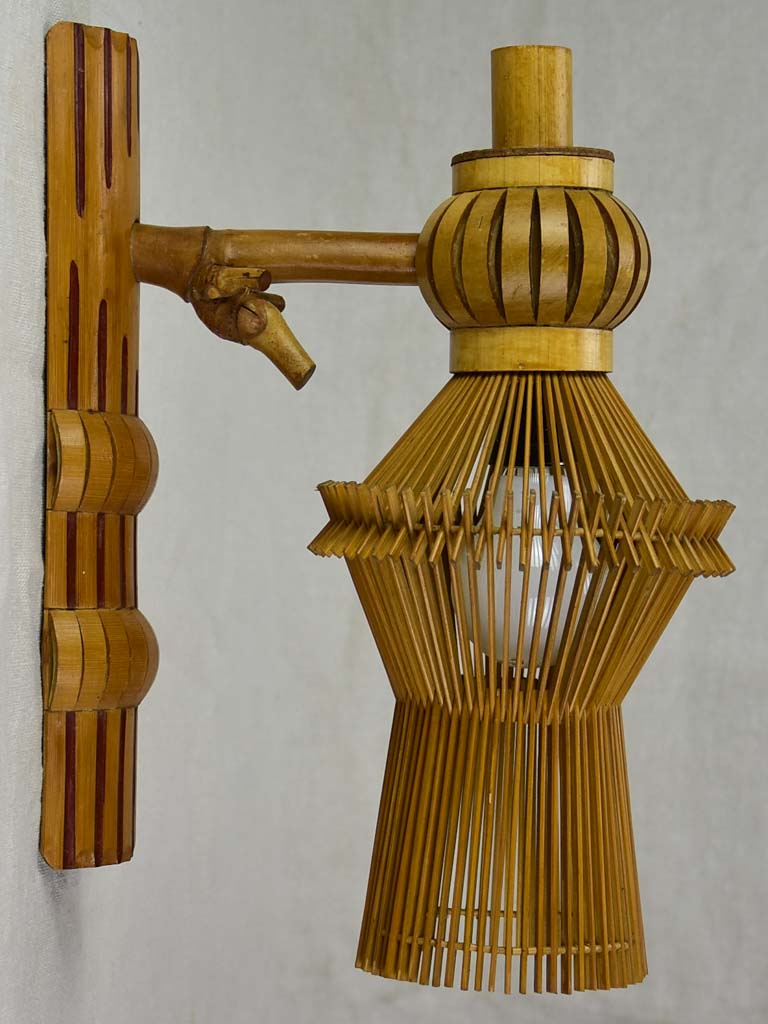 Mid century wall sconce made from fine bamboo