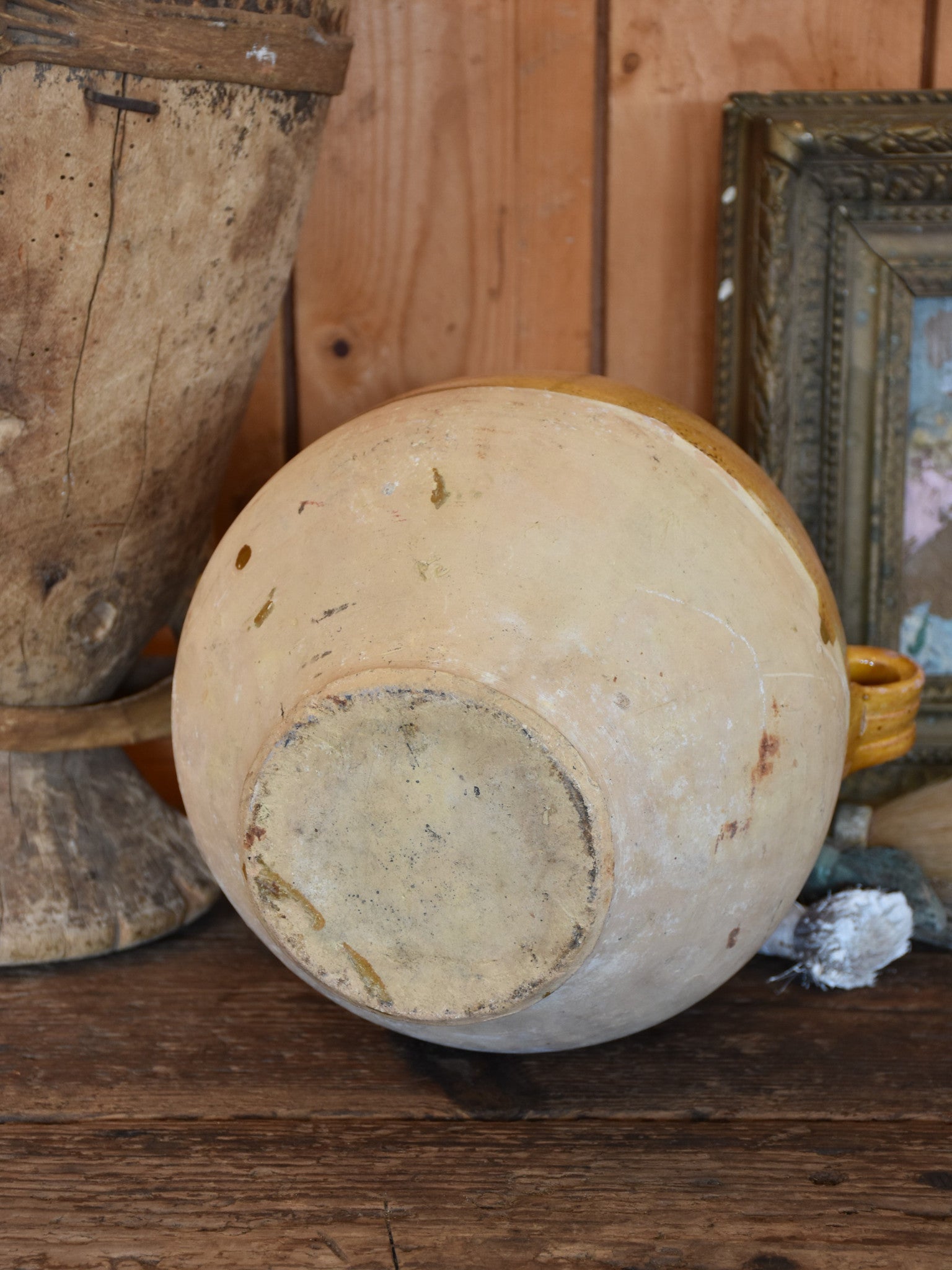 Confit pot, large, ocher glaze, late-19th-century