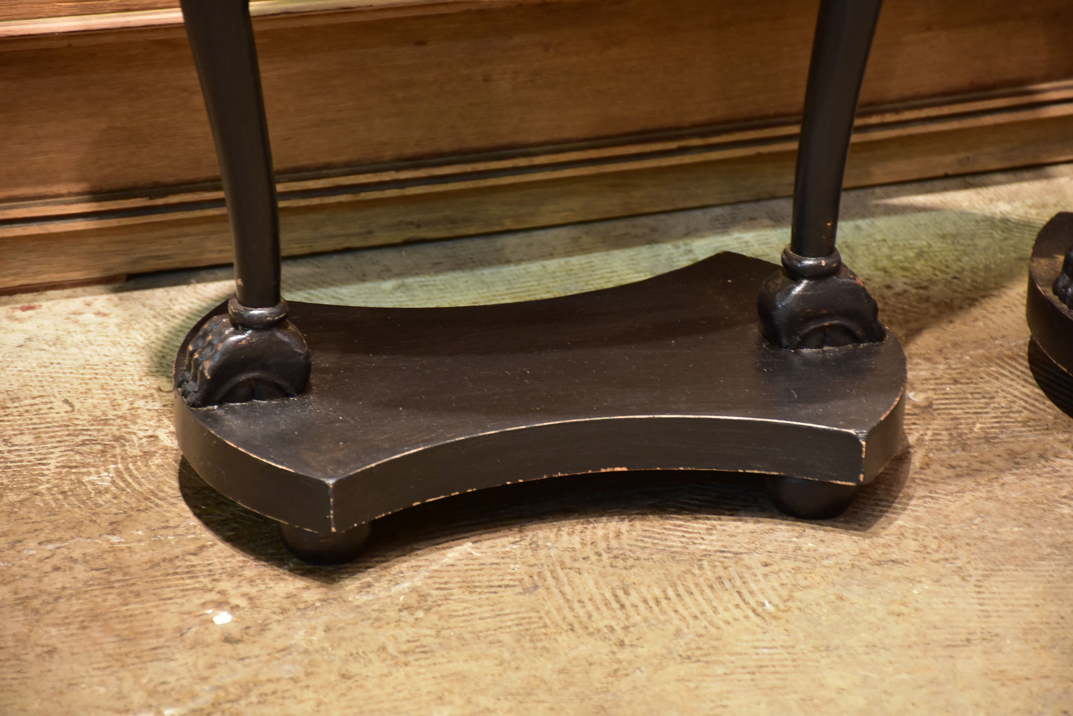 Pair of vintage French oval nightstands with black finish