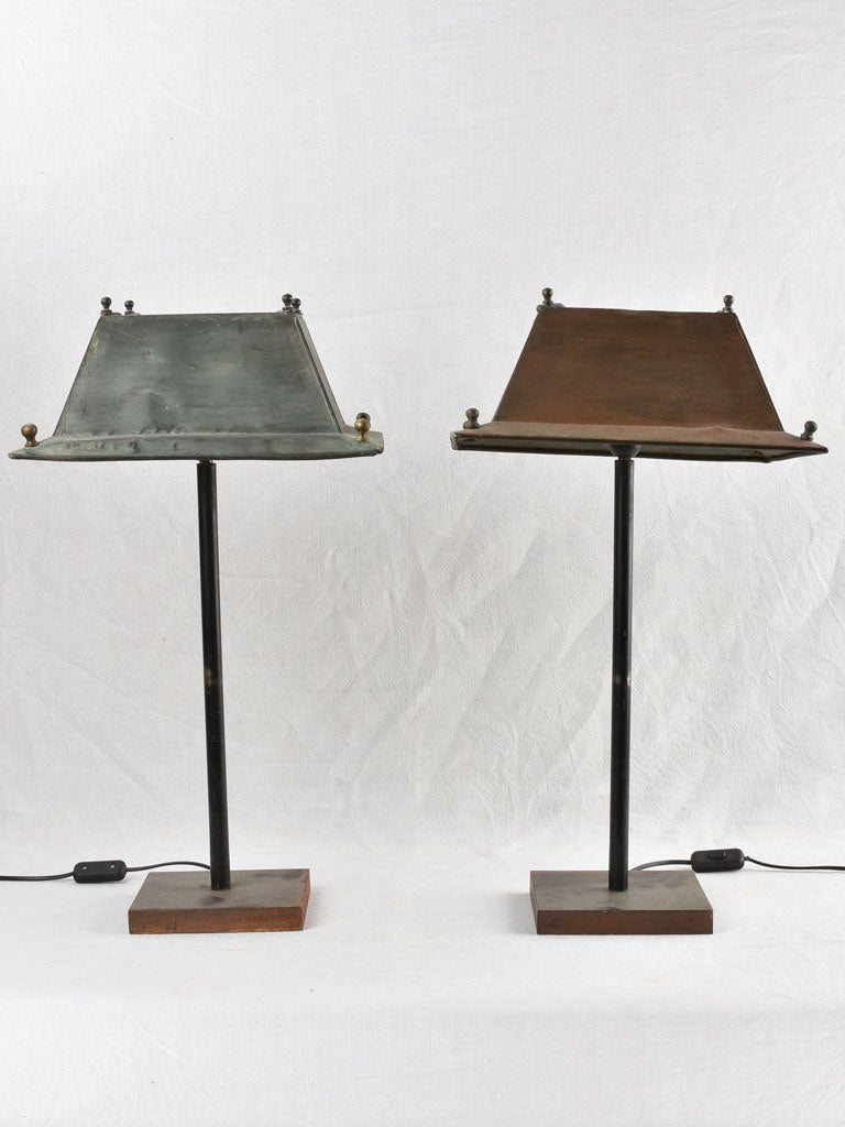 Large Pair of Brass Pool Table Lamps 24½"