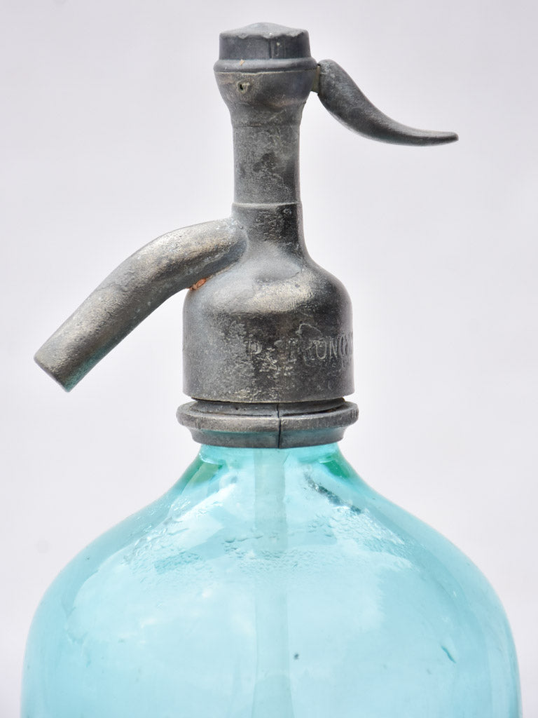 Turquoise early twentieth century seltzer siphon - Eau gazeuses biere C. Mialot