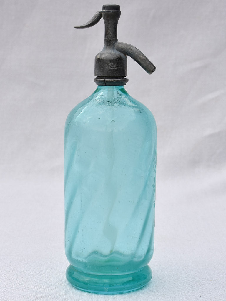 Turquoise early twentieth century seltzer siphon - Eau gazeuses biere C. Mialot