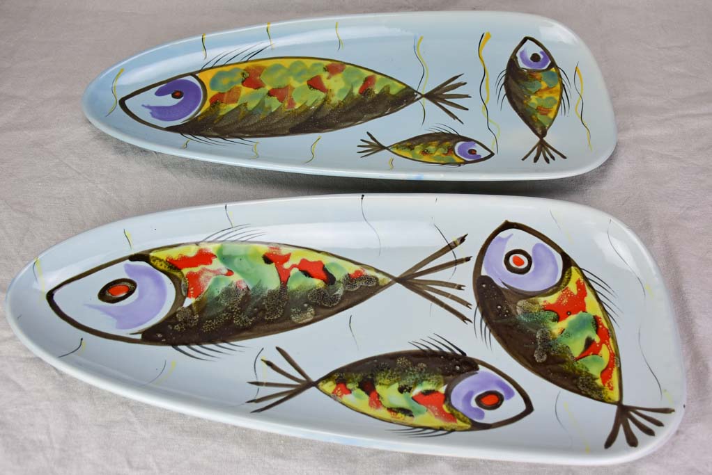 Two 1950's French hand-painted fish platters  (Pornic)