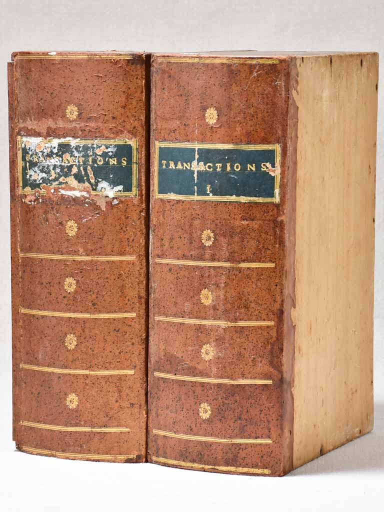 Two antique French wooden faux books 13"