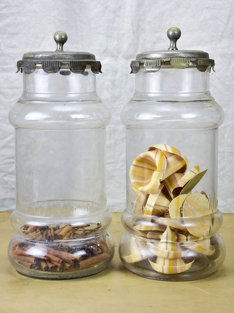 Pair of large glass jars with lids - 1950's