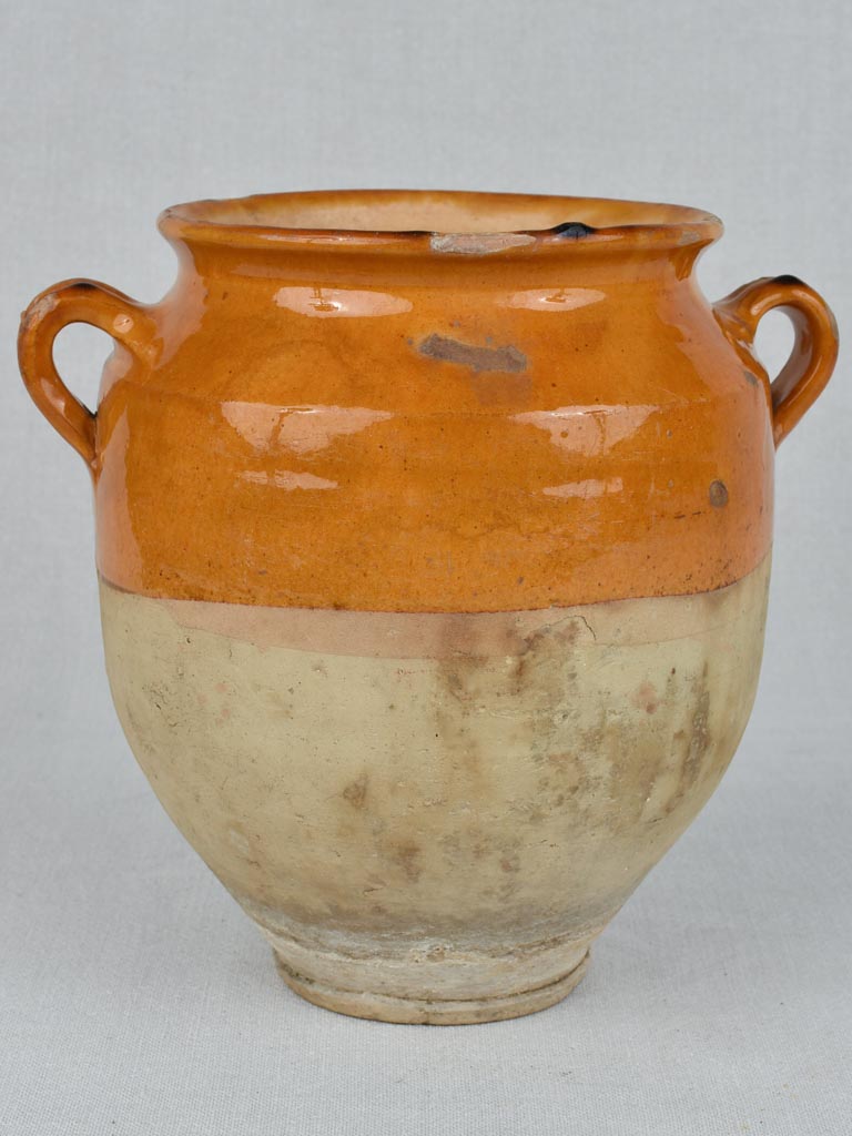 Antique French ocher glazed confit pot 9½"