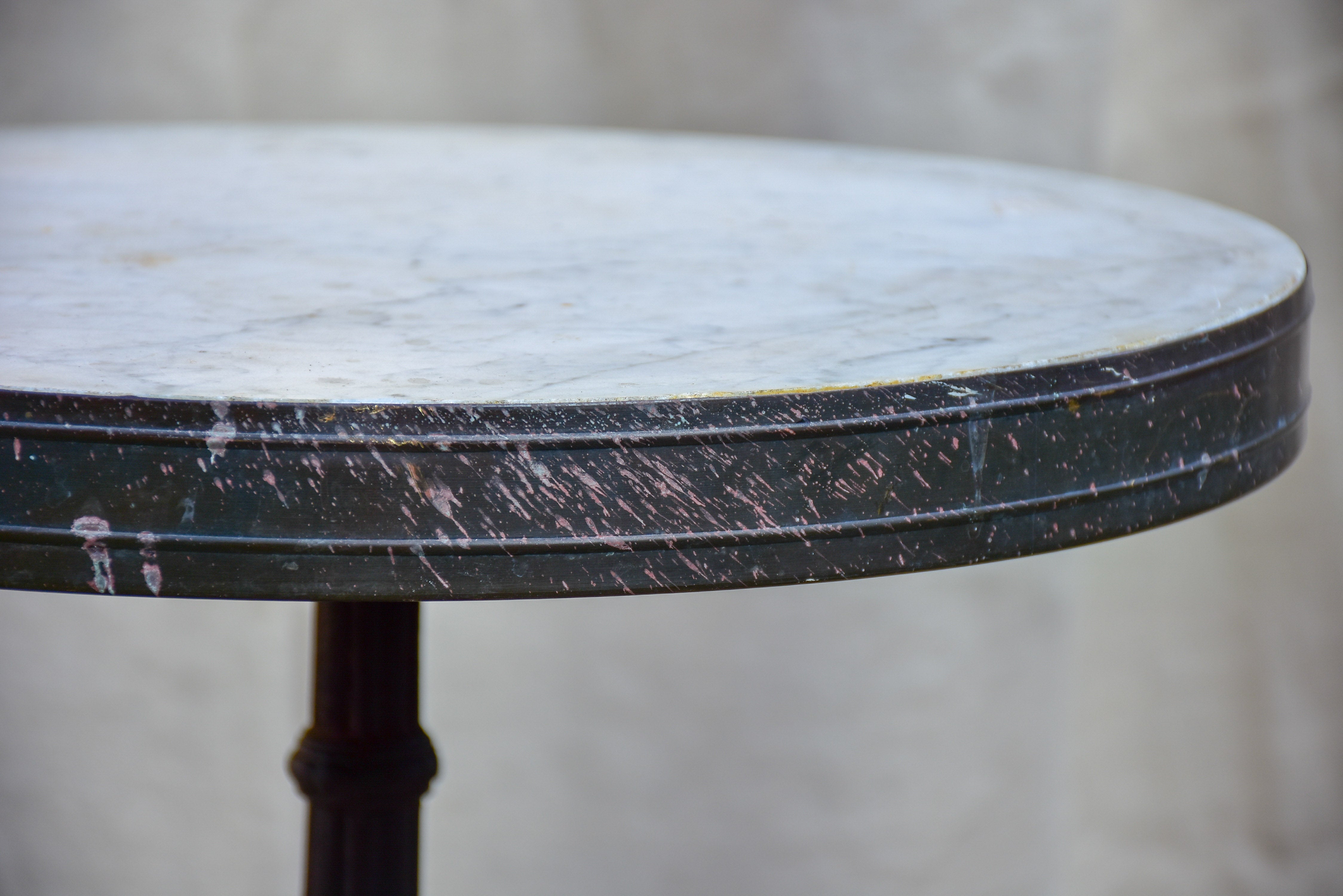 Antique French bistro table with marble top