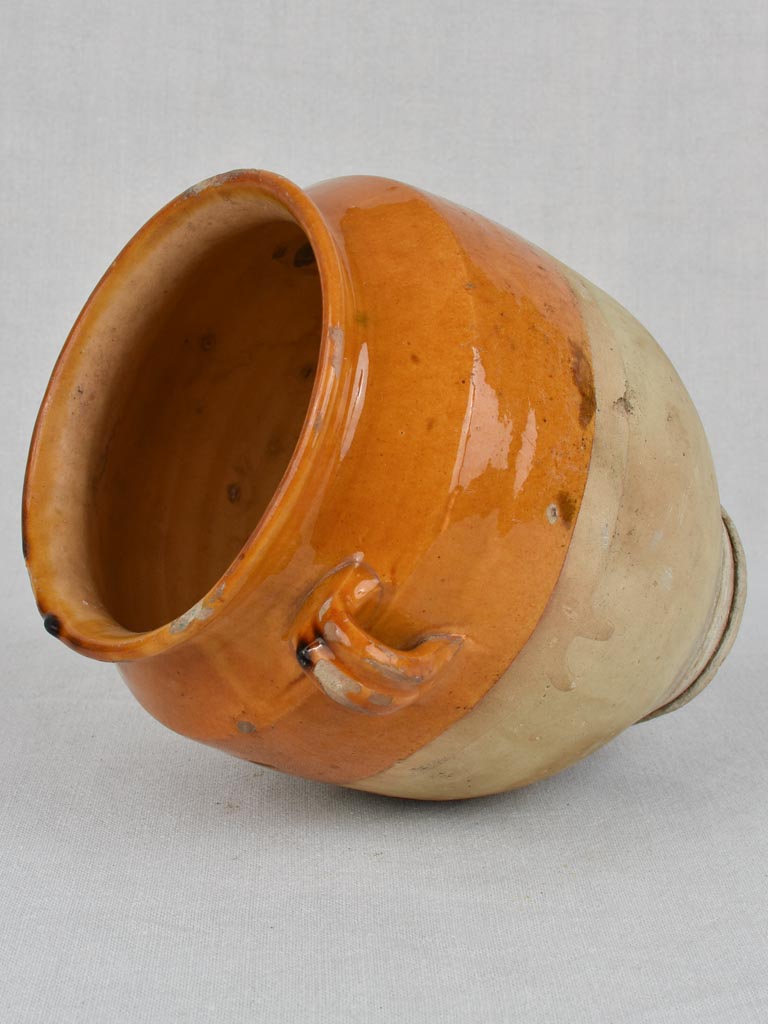 Antique French ocher glazed confit pot 9½"