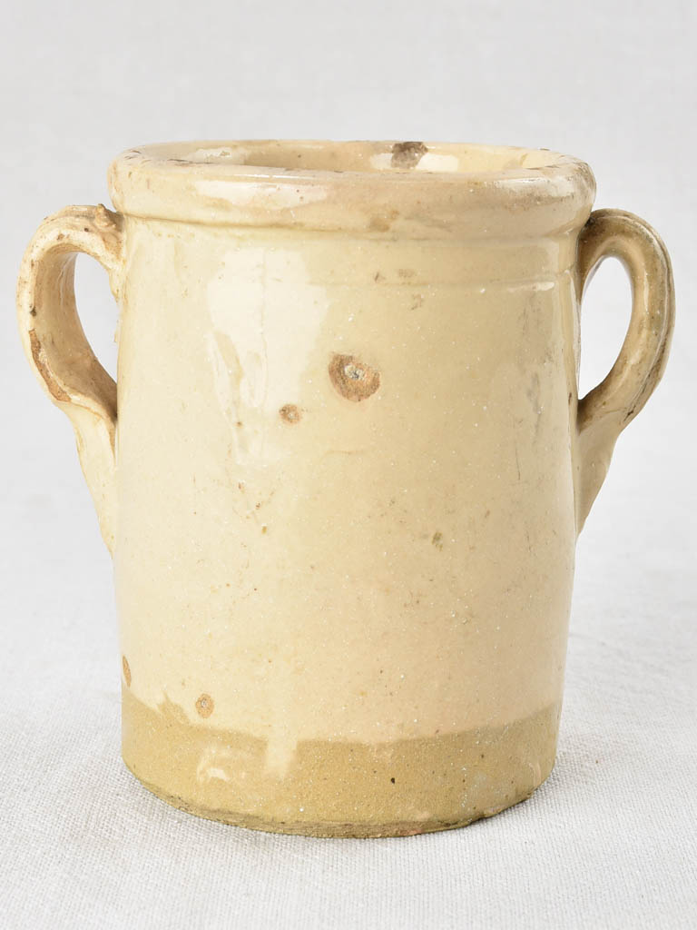 Italian preserving pot - cream glaze two handles 7½"