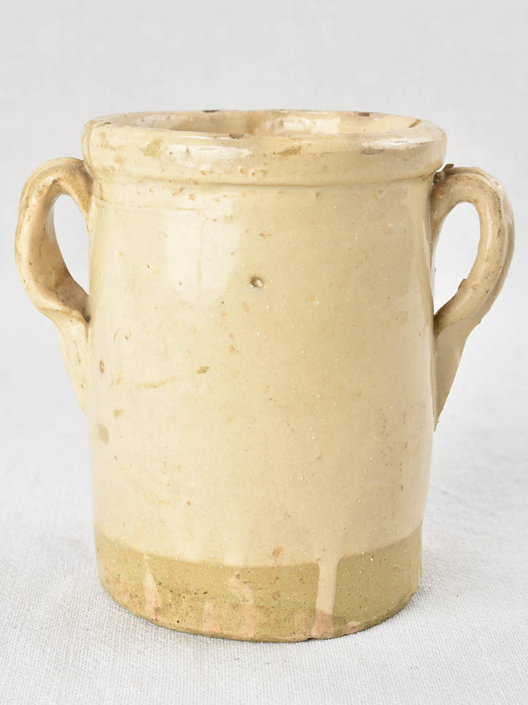 Italian preserving pot - cream glaze two handles 7½"