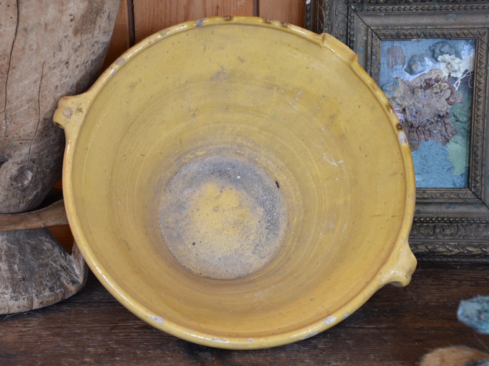 French confit bowl with ochre glaze – 15”