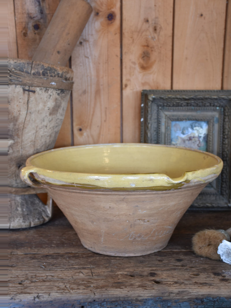 French confit bowl with ochre glaze - 19"?