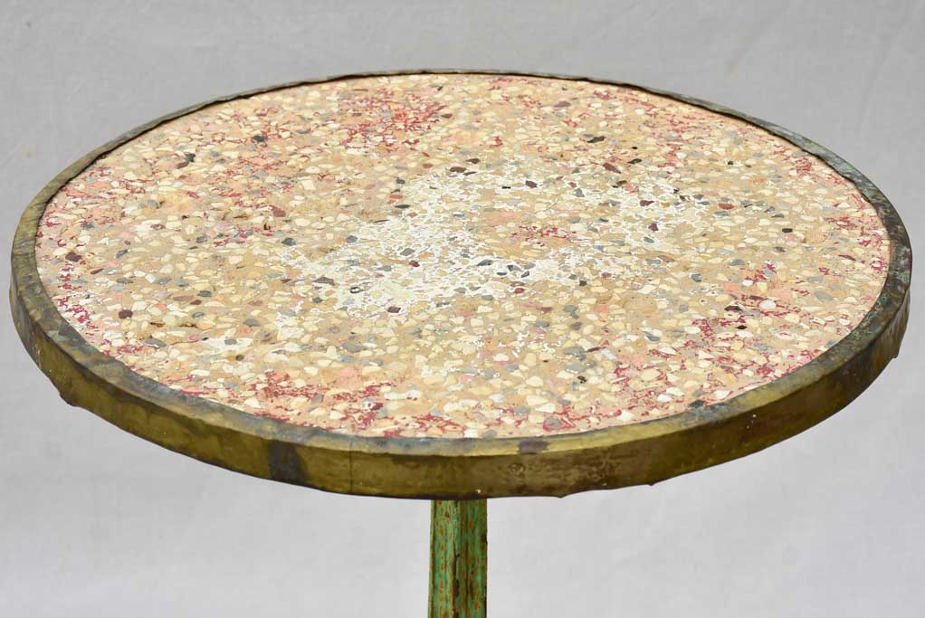 Art Nouveau bistro table with cast iron base and mosaic top