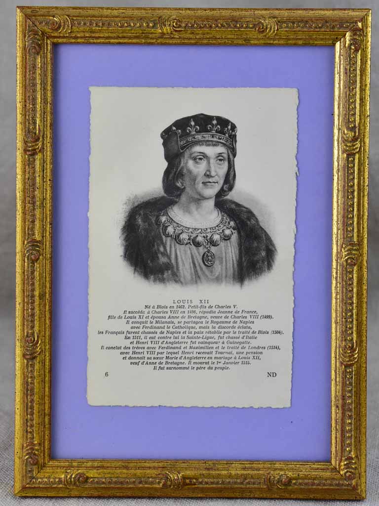 Collection of nine framed engravings of notable French historical figures