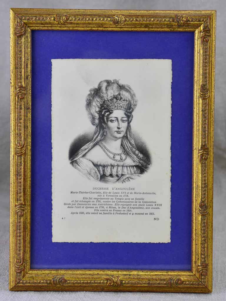 Collection of nine framed engravings of notable French historical figures