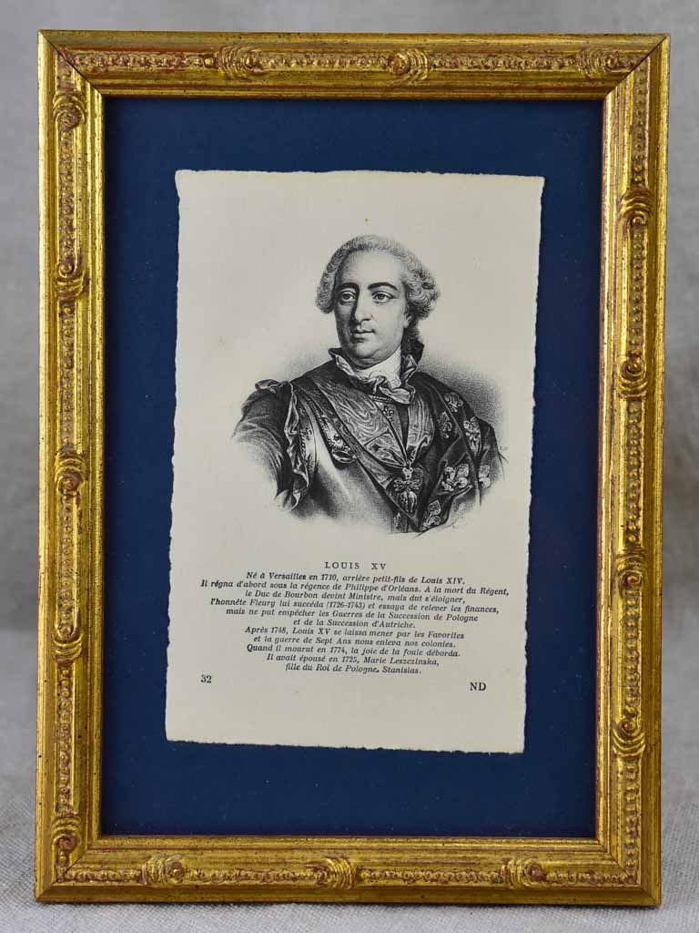 Collection of nine framed engravings of notable French historical figures