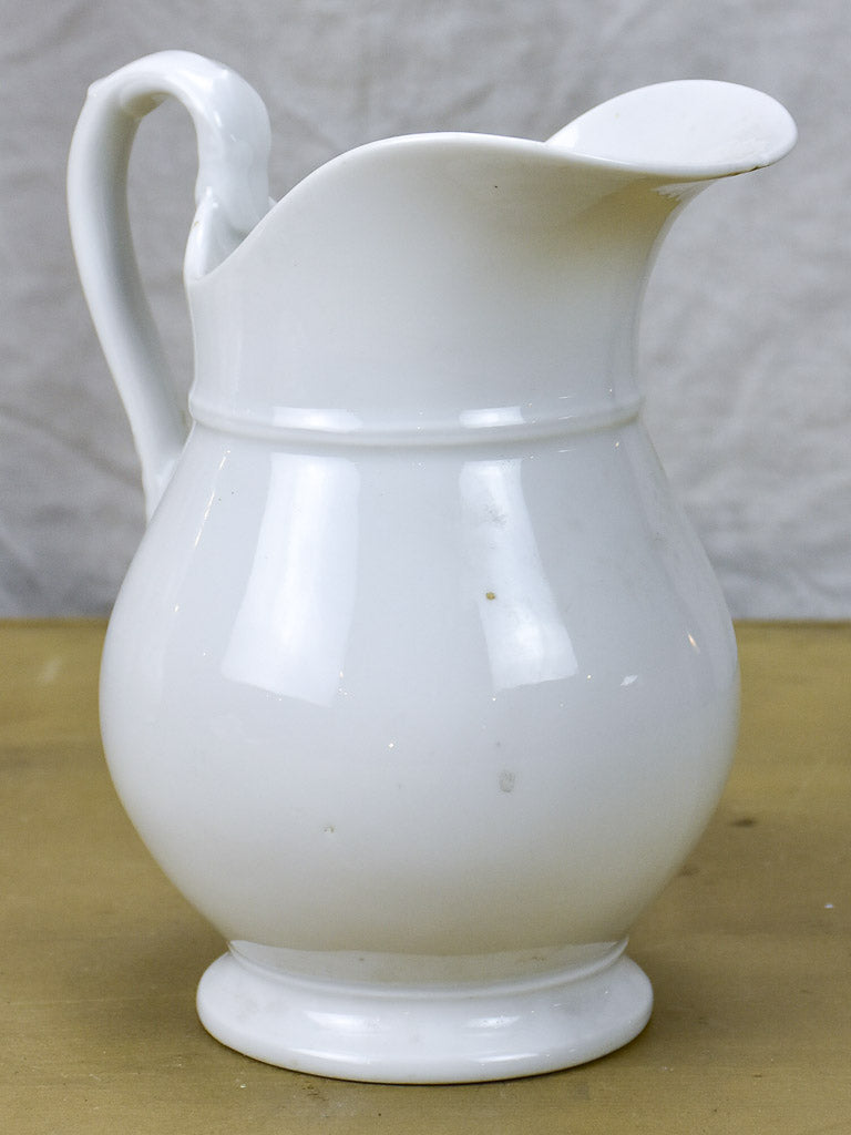 Vintage French faience white water pitcher