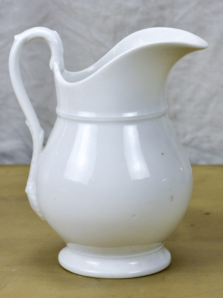 Vintage French faience white water pitcher