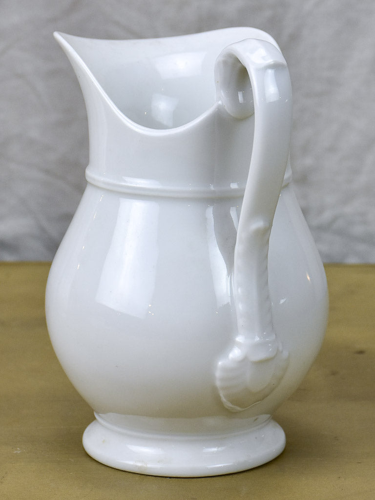 Vintage French faience white water pitcher