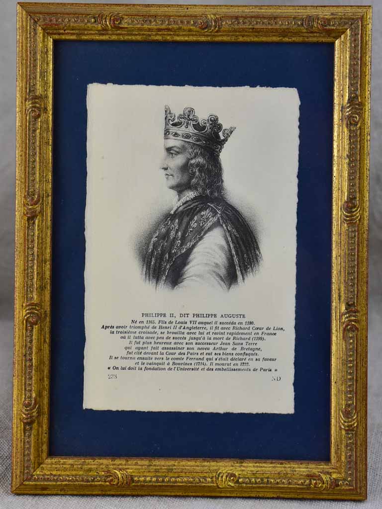 Collection of nine framed engravings of notable French historical figures