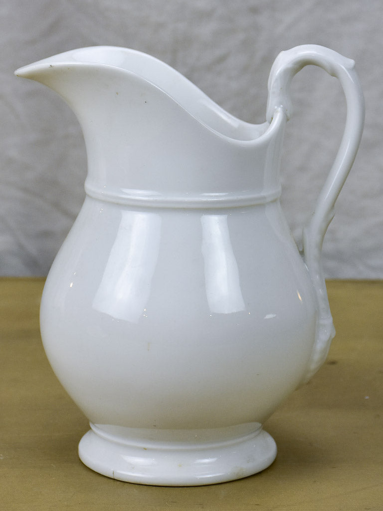 Vintage French faience white water pitcher