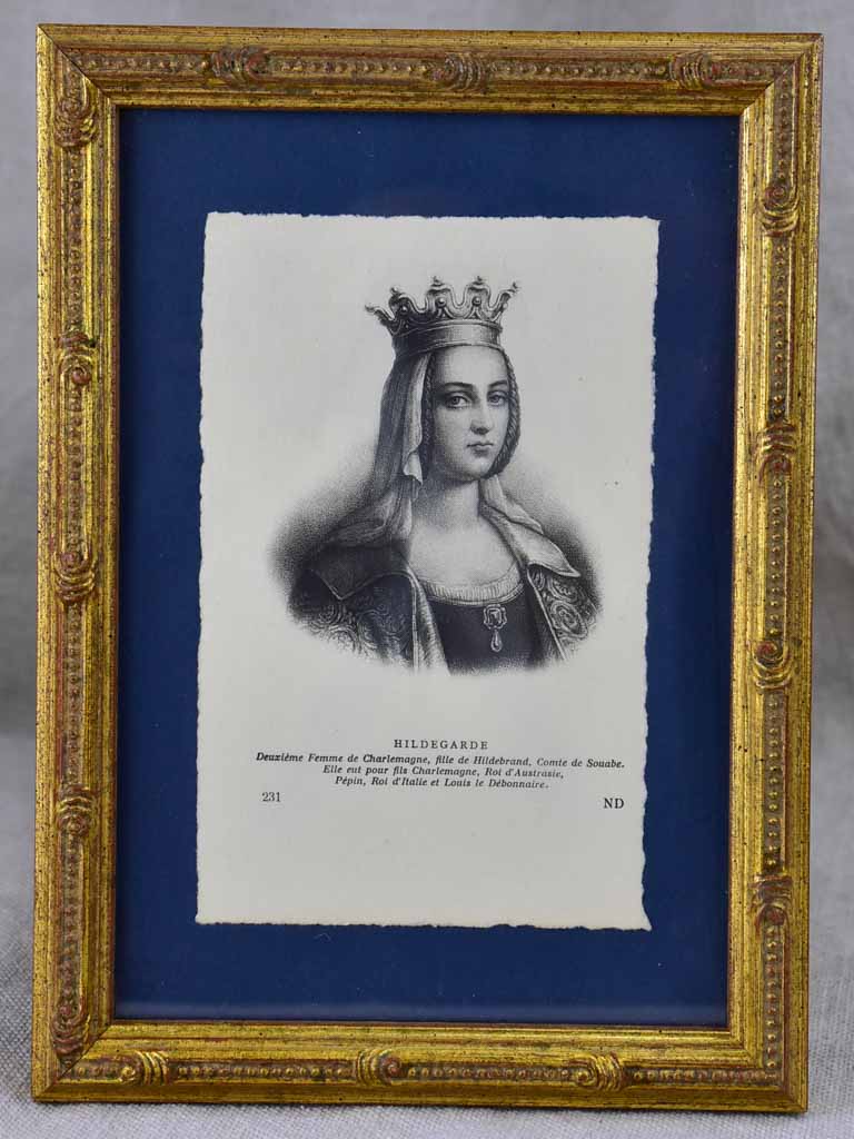 Collection of nine framed engravings of notable French historical figures