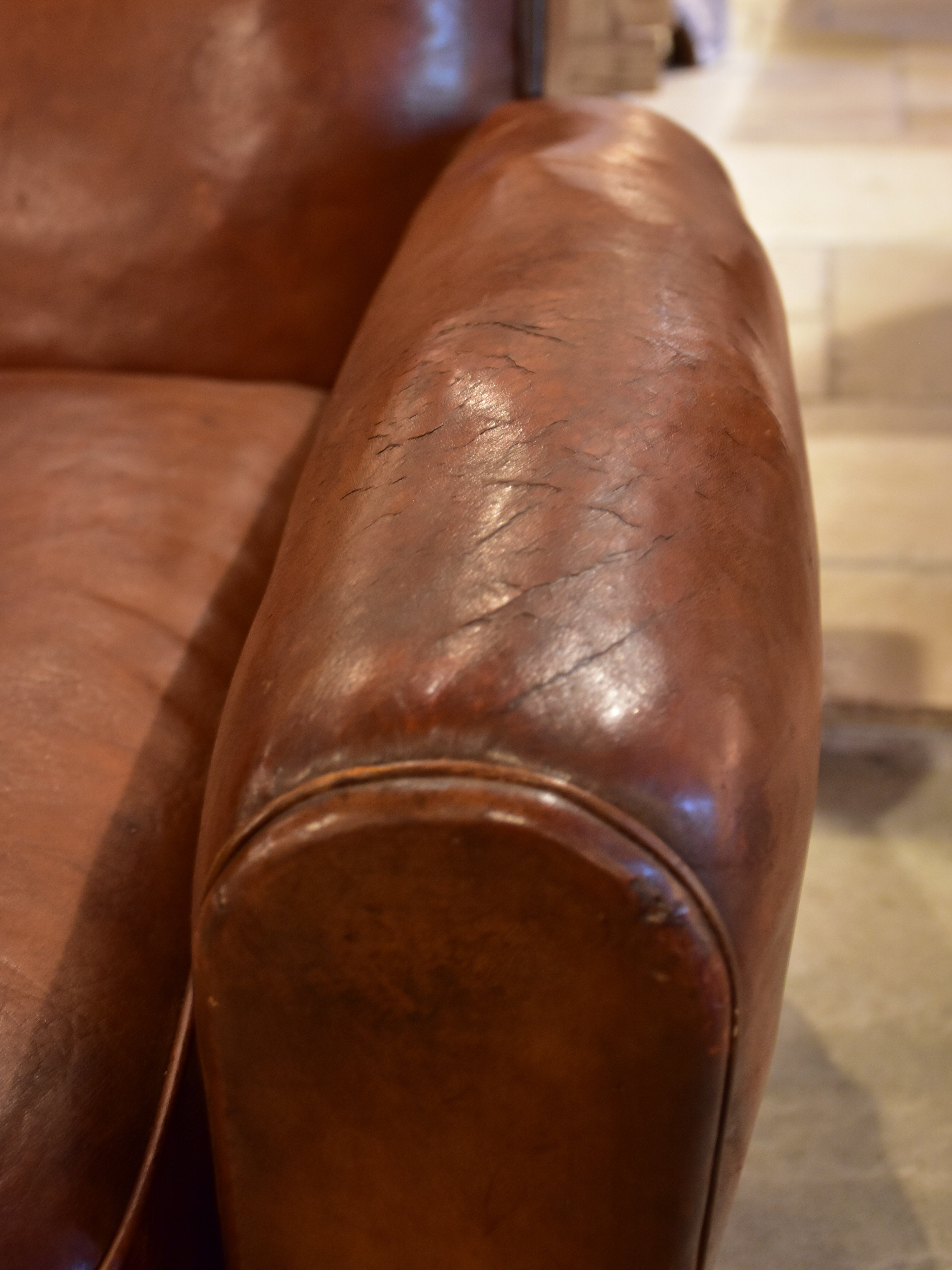 French vintage leather club chair - 1950's