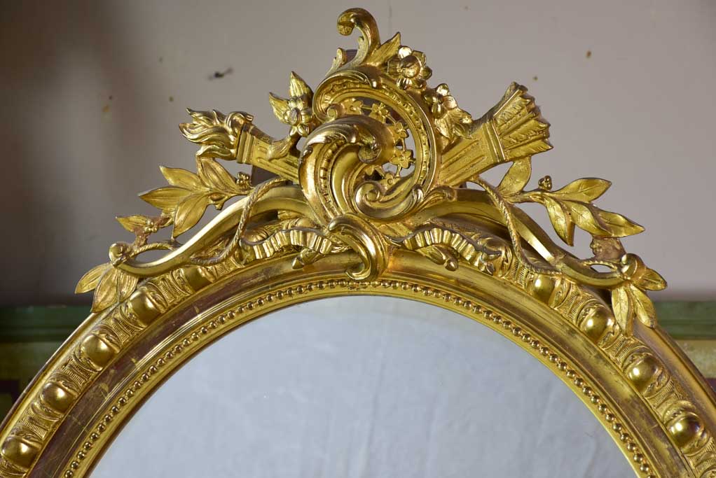 19th-century French gilt mirror - oval 33" x 44"