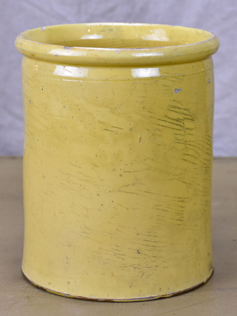 Antique French yellow ware conserve pot