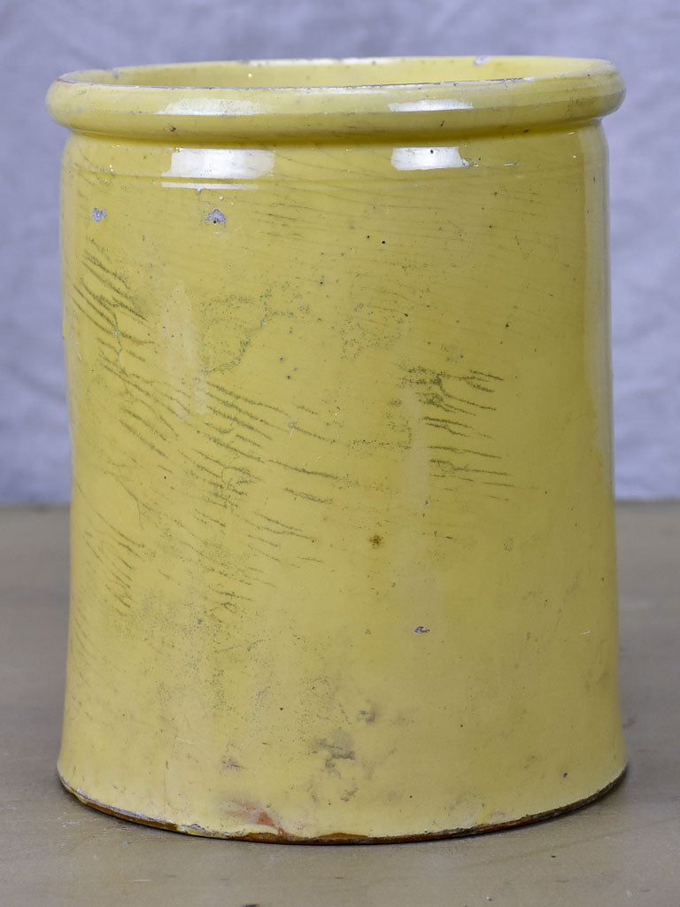 Antique French yellow ware conserve pot