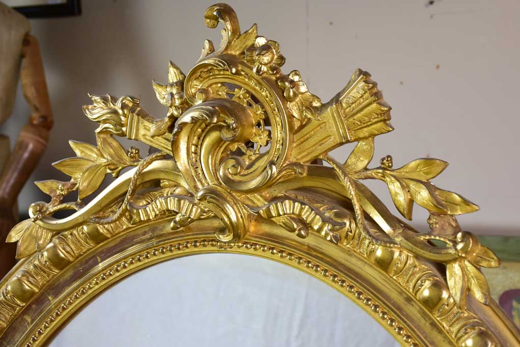 19th-century French gilt mirror - oval 33" x 44"