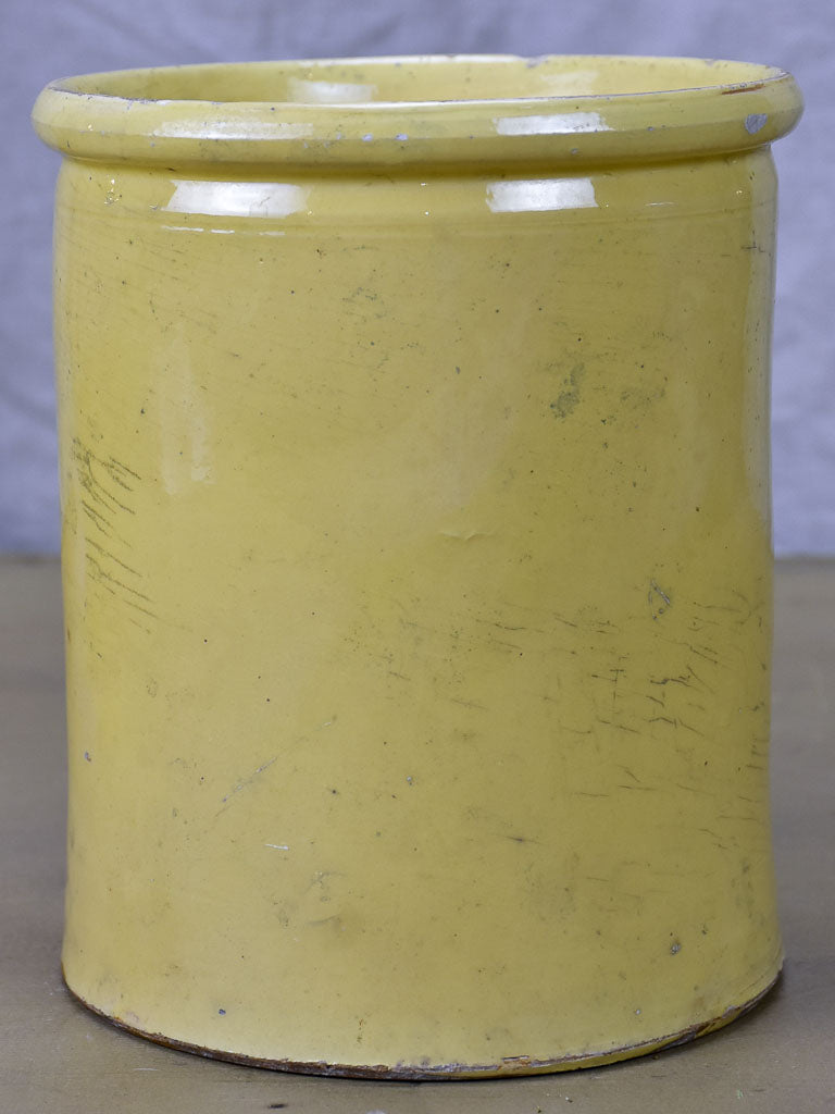 Antique French yellow ware conserve pot