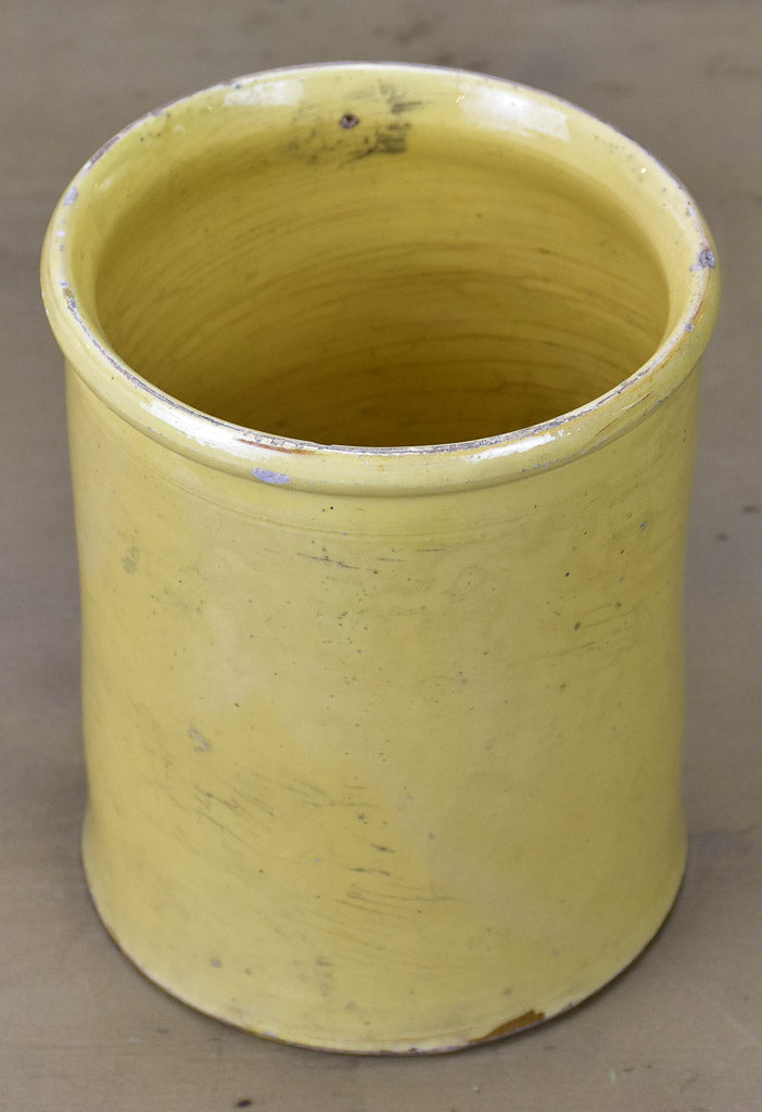 Antique French yellow ware conserve pot