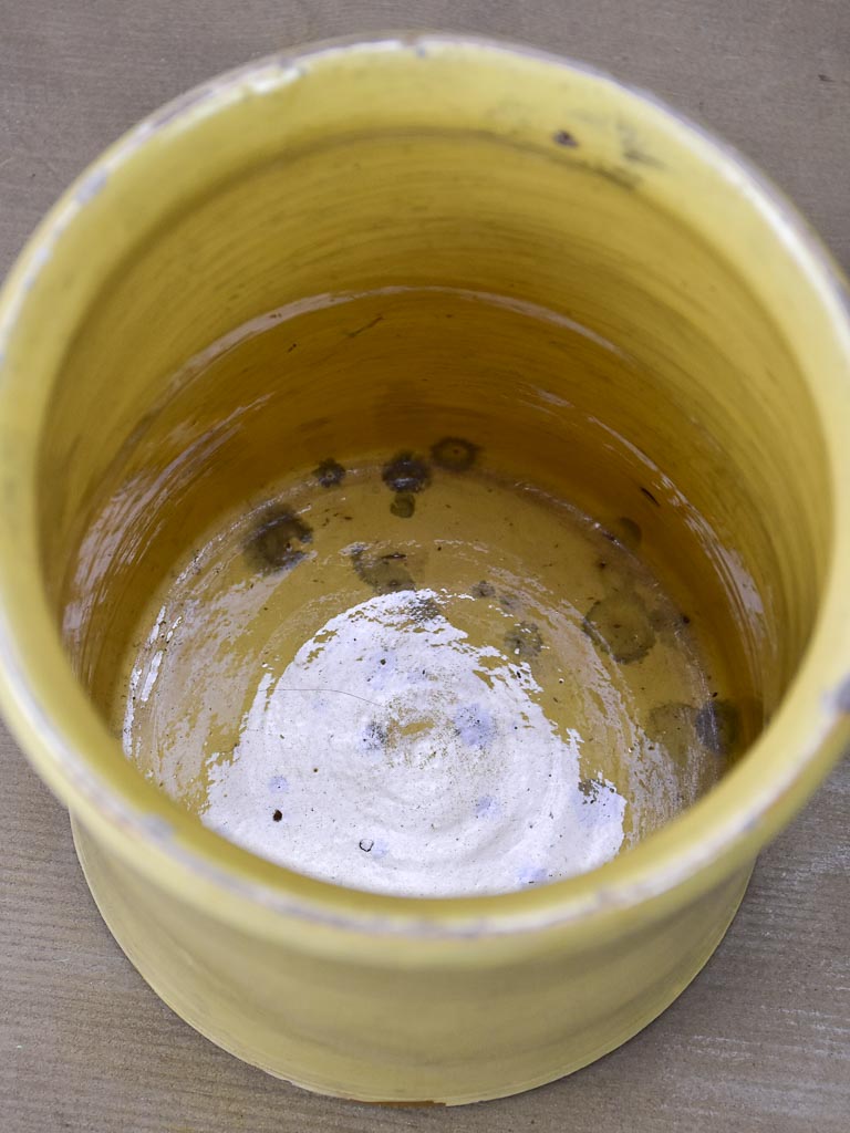 Antique French yellow ware conserve pot