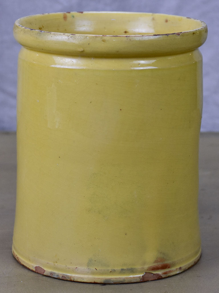 Antique French yellowware conserve pot