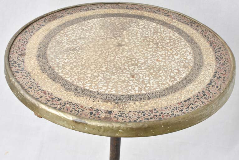 Superb antique French bistro table with mosaic top & cast iron base