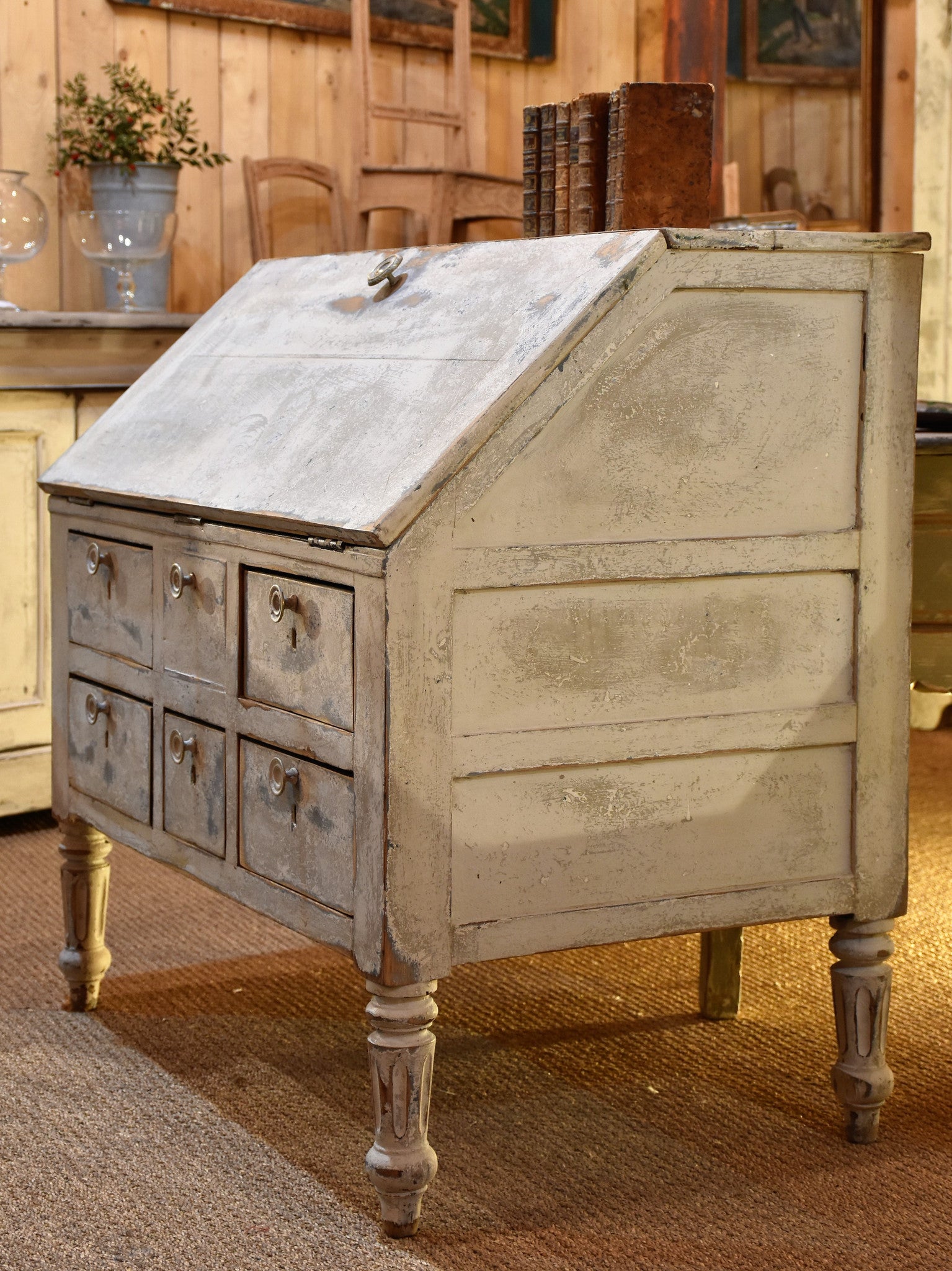 Secretaire, Louis XVI, blue patina, 18th-century