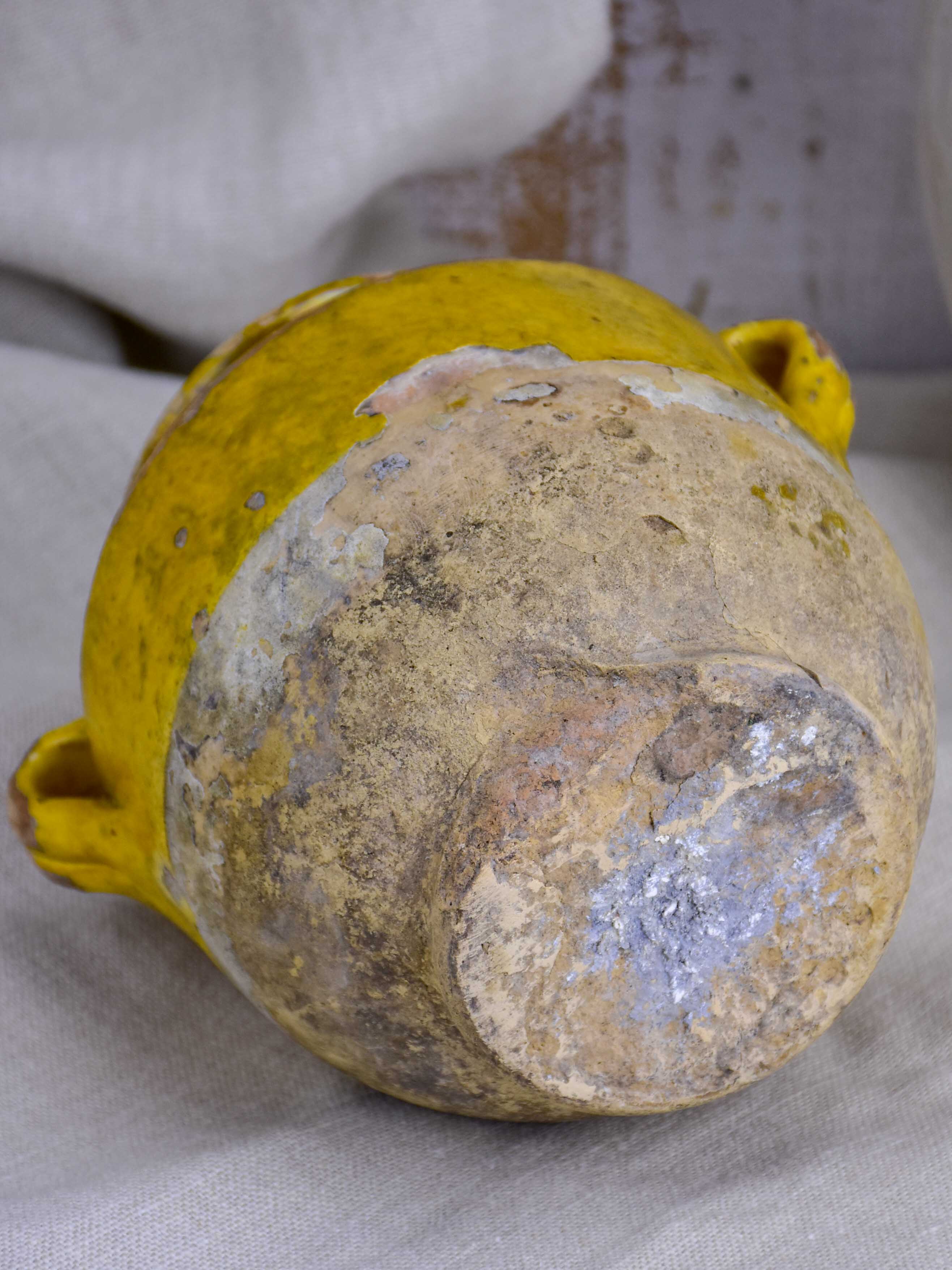 Small 19th Century French confit pot with orange glaze