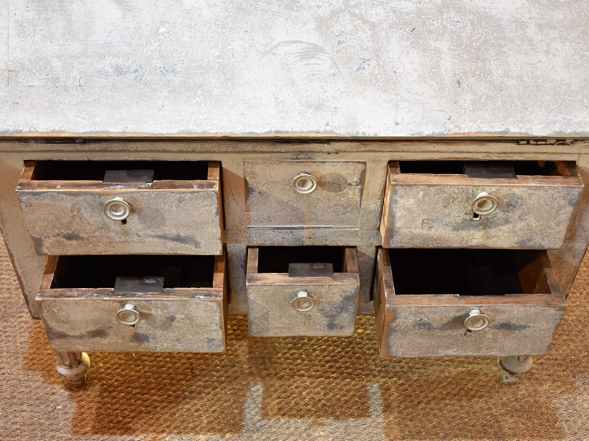 Secretaire, Louis XVI, blue patina, 18th-century