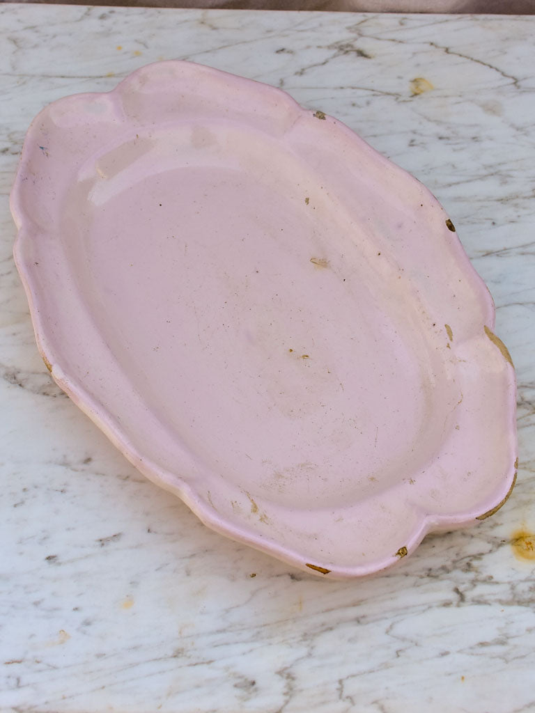 19th Century French platter - white / pink